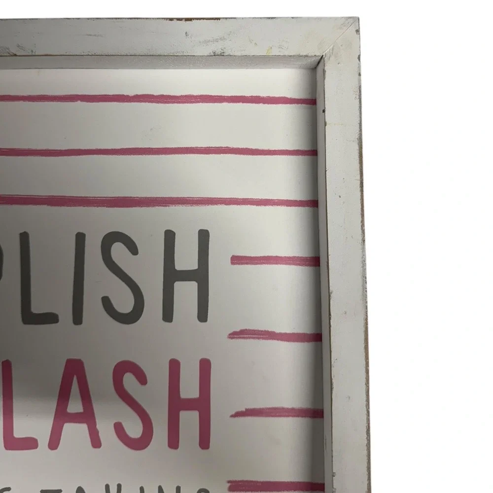 Splish Splash Bathroom Wall Decor Sign - Farmhouse Style - Pink‎ Gray Blue WP72Q